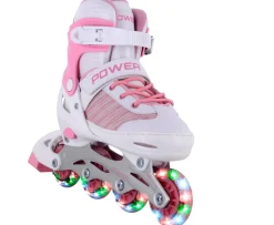 Ken Black Adjustable Pink Inline LED Skates UK2-4| Roller Skates