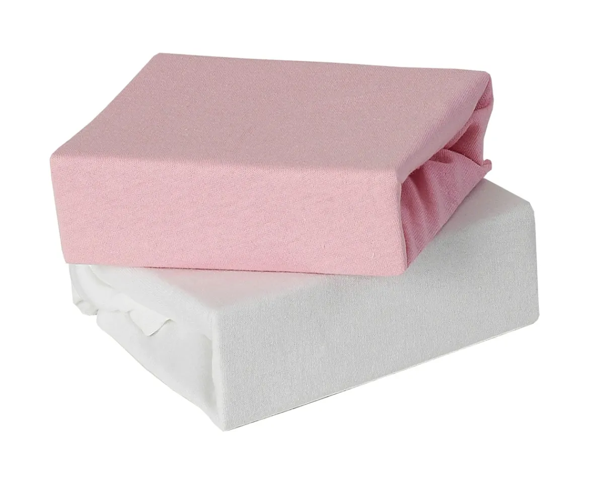 Ken Black Baby Elegance 2 Pack Cot Bed Fitted Sheet Pink – 70 x 140cm| Nursery Furniture & Bedding