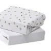 Ken Black Baby Elegance 2 pk Jersey Sheets Cot Bed Grey Star – 70 x 140cm| Nursery Furniture & Bedding