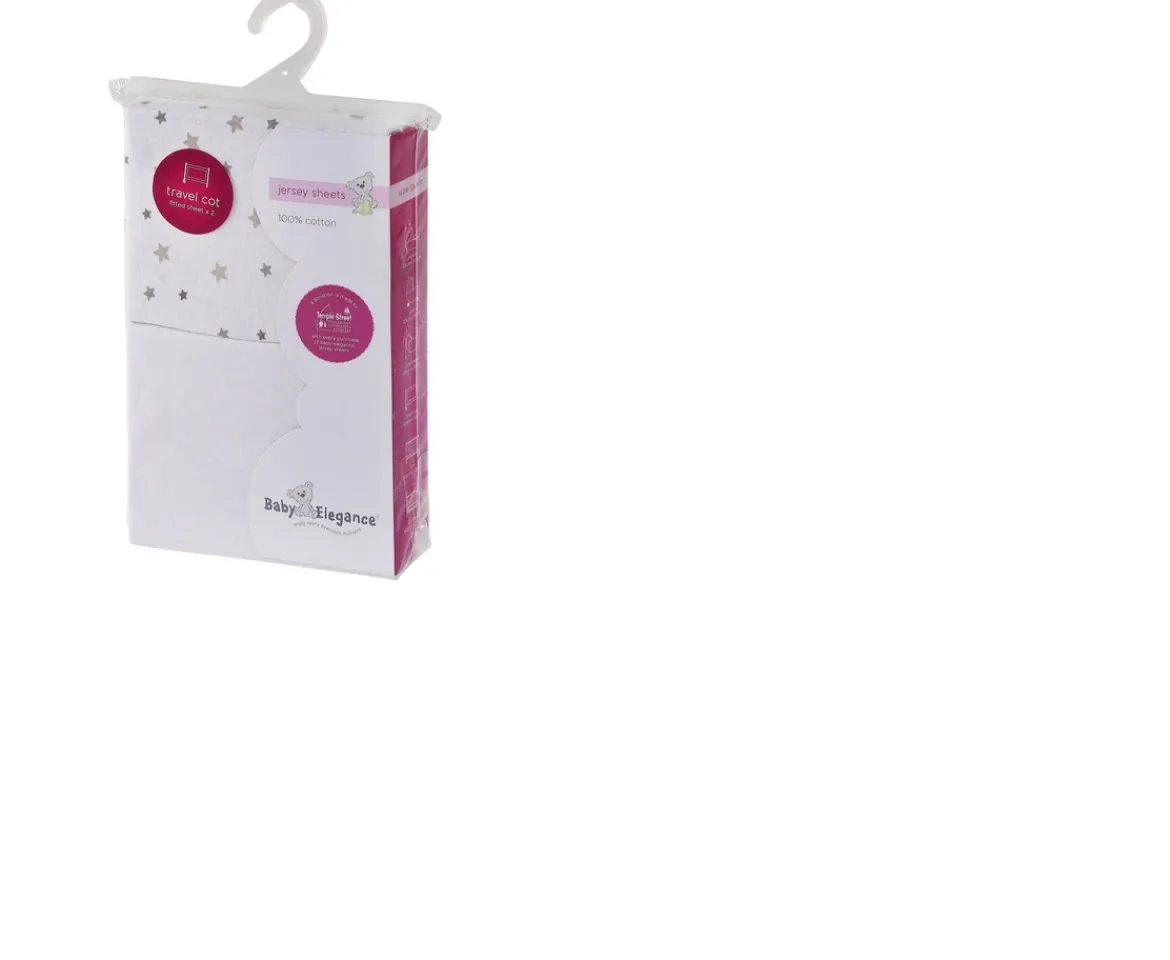 Ken Black Baby Elegance 2 pk Jersey Sheets Cot Bed Grey Star – 70 x 140cm| Nursery Furniture & Bedding