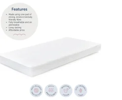 Ken Black Baby Elegance Breathe-Dry Fibre Cot Bed Mattress 140x70cm| Nursery Furniture & Bedding