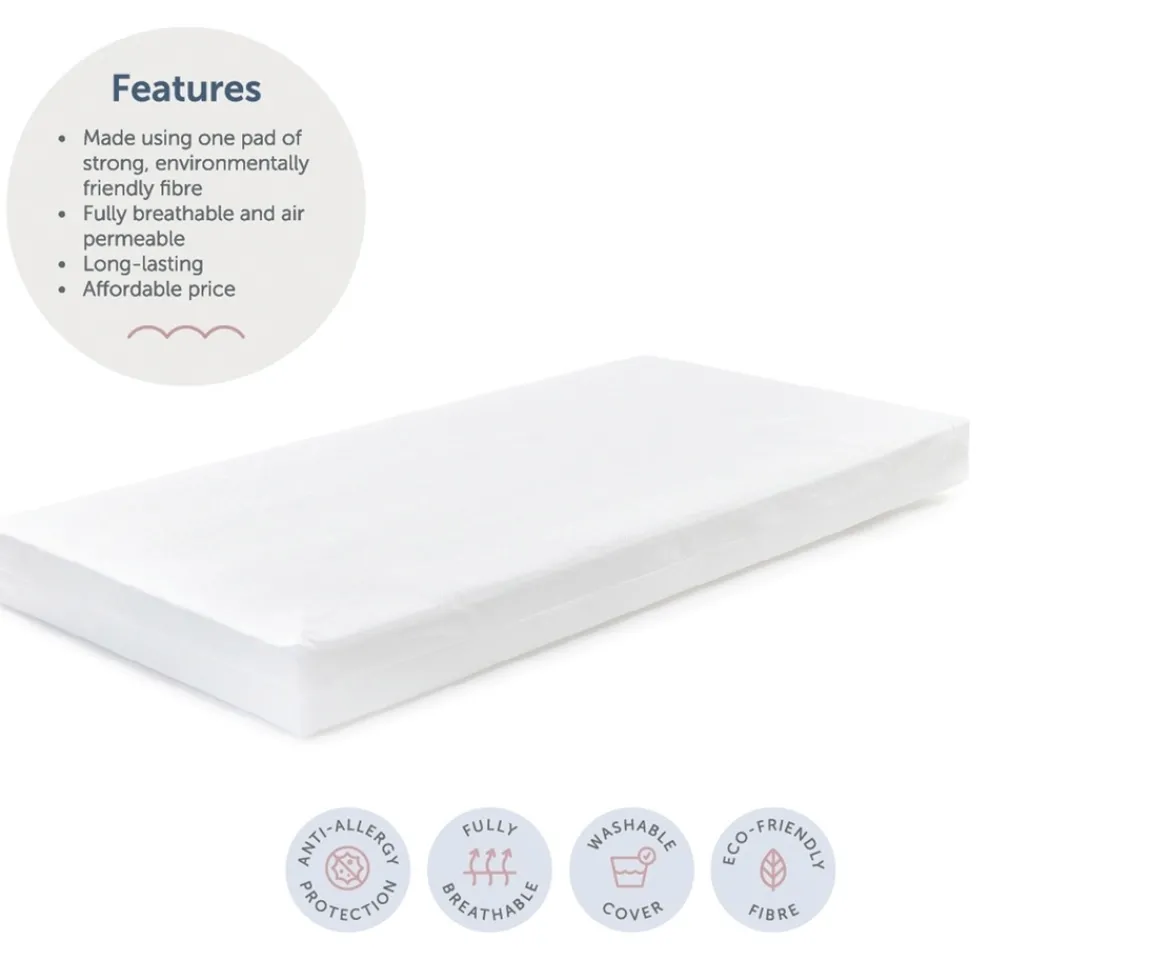 Ken Black Baby Elegance Breathe-Dry Fibre Cot Bed Mattress 140x70cm| Nursery Furniture & Bedding