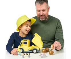 Ken Black Bluey's Dump Truck With Exclusive Hard-Hat Bluey and Muddy Bingo Figures| Preschool & Electronic Learning