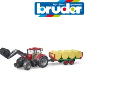 Ken Black Case IH with Frontloader, Trailer & 8 Bales| Bruder|Farm Model Vehicles & Playsets