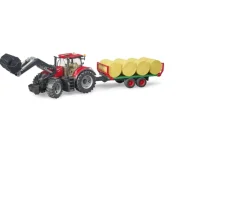 Ken Black Case IH with Frontloader, Trailer & 8 Bales| Bruder|Farm Model Vehicles & Playsets