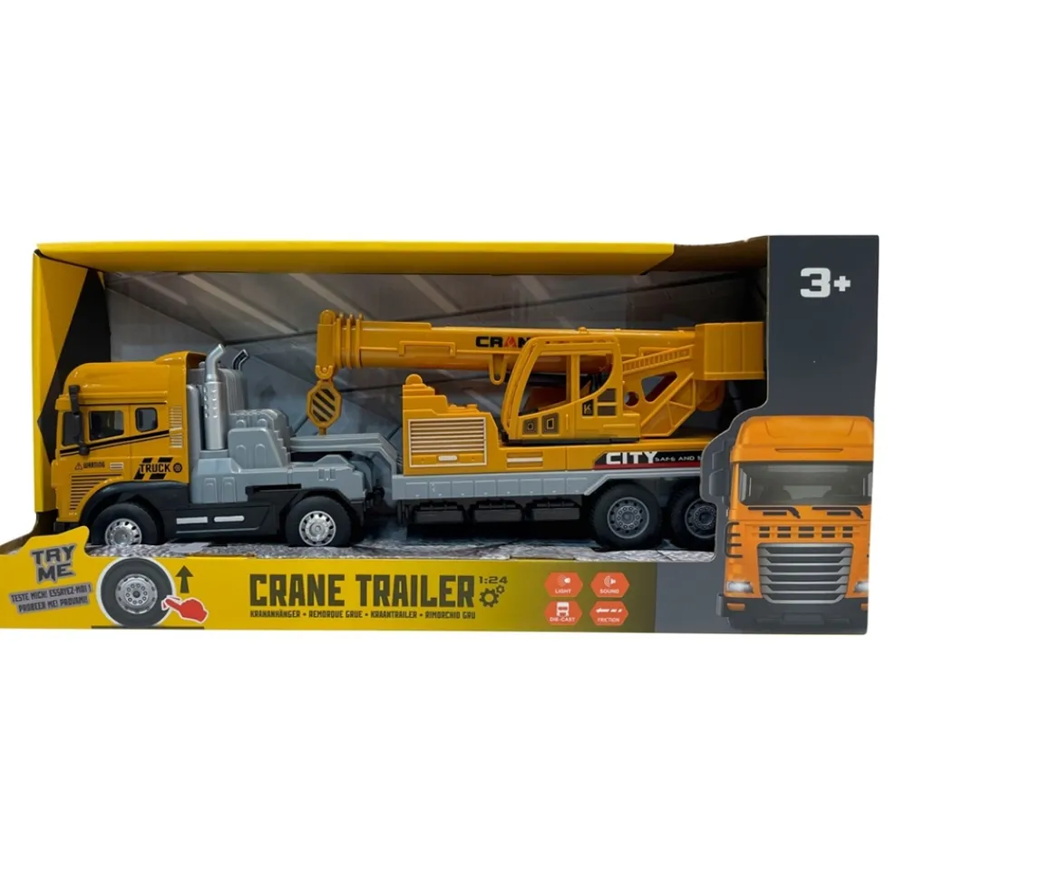 Ken Black Diecast Crane and Trailer with Lights and Sounds| Building & Vehicle Toys