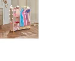 Ken Black Dimples Wooden Dress Up Rack with Light-Up Mirror| Wooden Toys|Dolls & Dollhouses