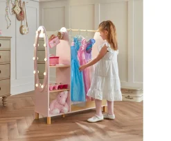 Ken Black Dimples Wooden Dress Up Rack with Light-Up Mirror| Wooden Toys|Dolls & Dollhouses