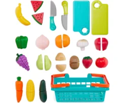 Ken Black Farmers' Market Produce Basket - Fabric Fastener Food Playset| Imaginative Play