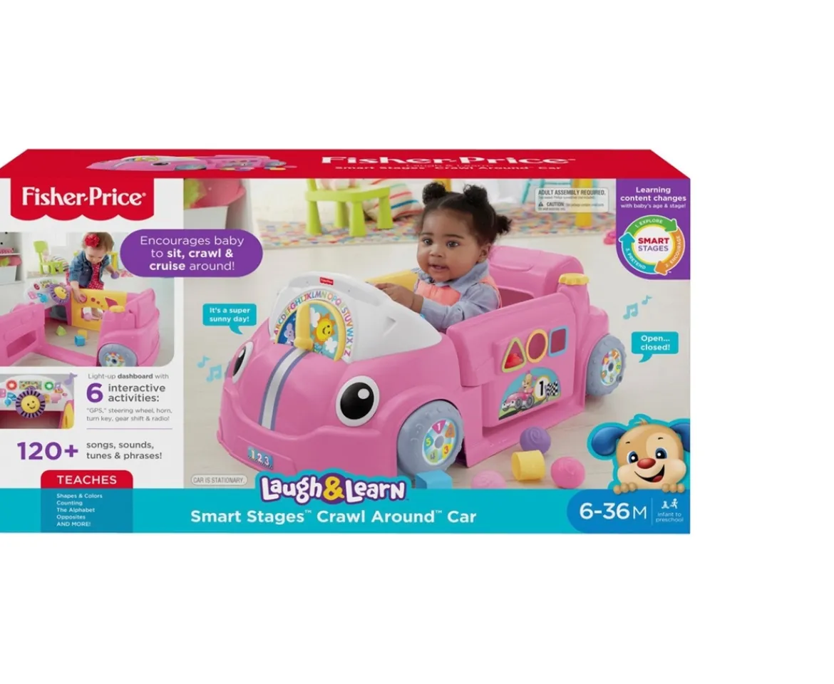 Ken Black Fisher-Price Laugh & Learn Crawl Around Learning Car - Pink| Preschool & Electronic Learning