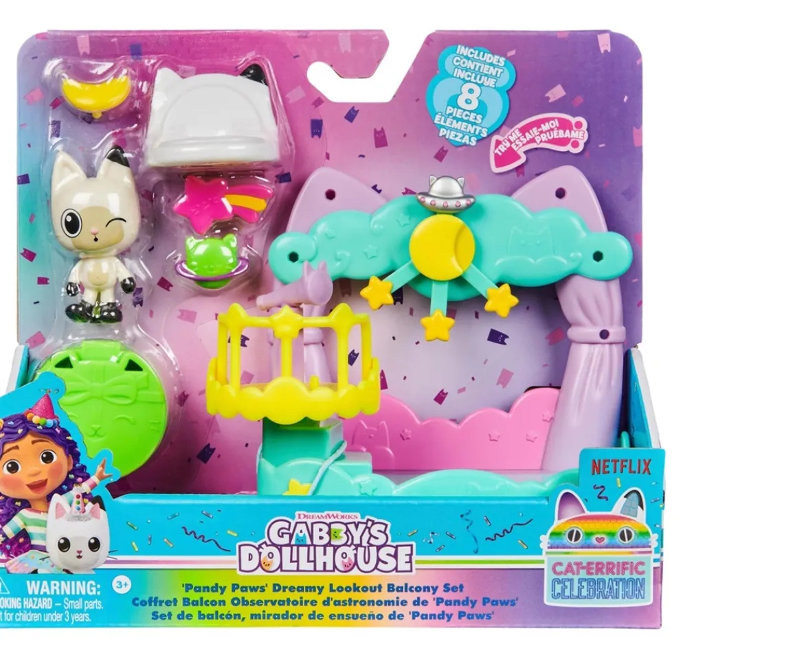 Ken Black Gabby's Dollhouse Pandy Paws Dreamy Balcony Playset| Preschool & Electronic Learning