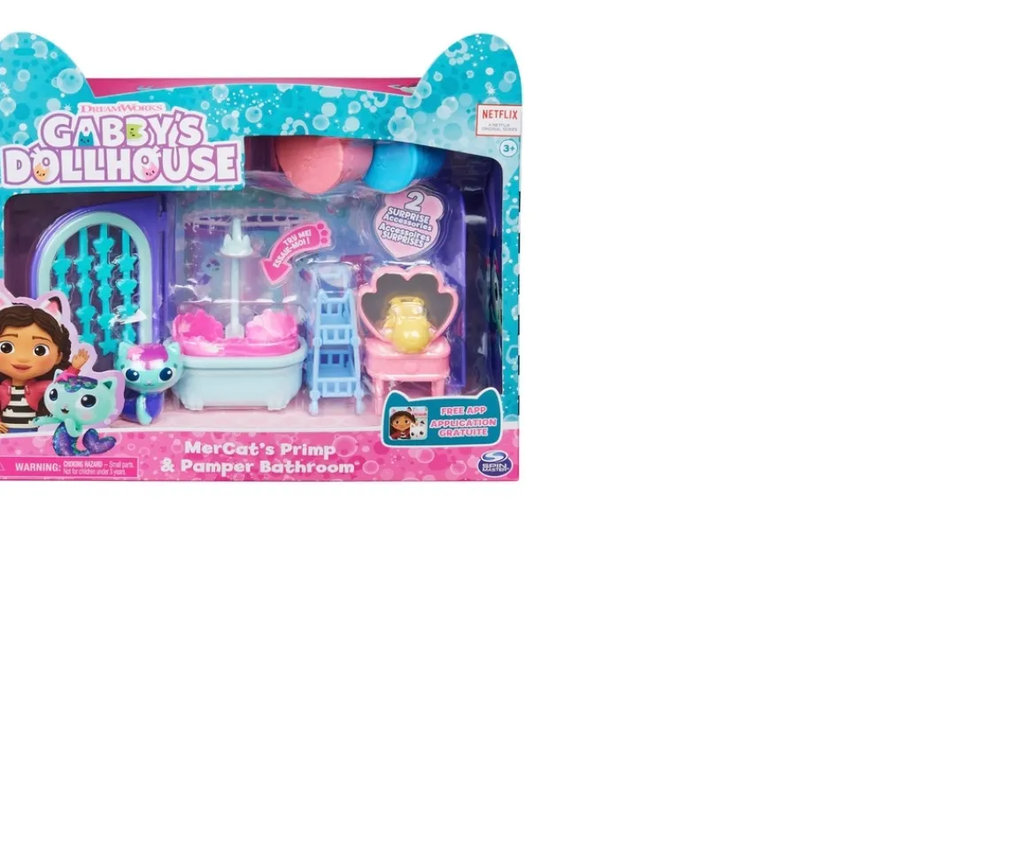 Ken Black Gabby’s Dollhouse Primp and Pamper Bathroom with Figure and Accessories| Preschool & Electronic Learning