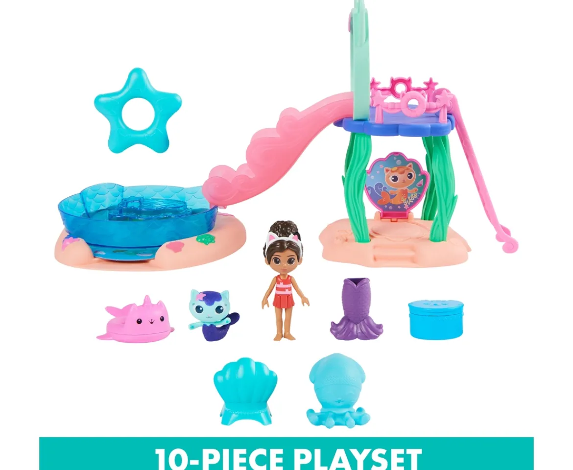 Ken Black Gabby’s Dollhouse, Purr-ific Pool Playset with Gabby and MerCat Figures| Preschool & Electronic Learning