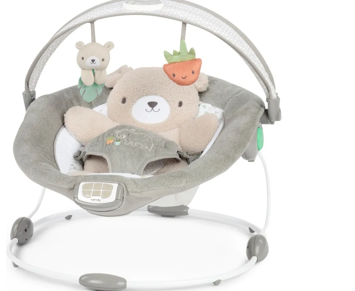 Ken Black Ingenuity InLighten Bouncer Seat with Light Up Toy Bar – Nate the Little Bear| Baby Play