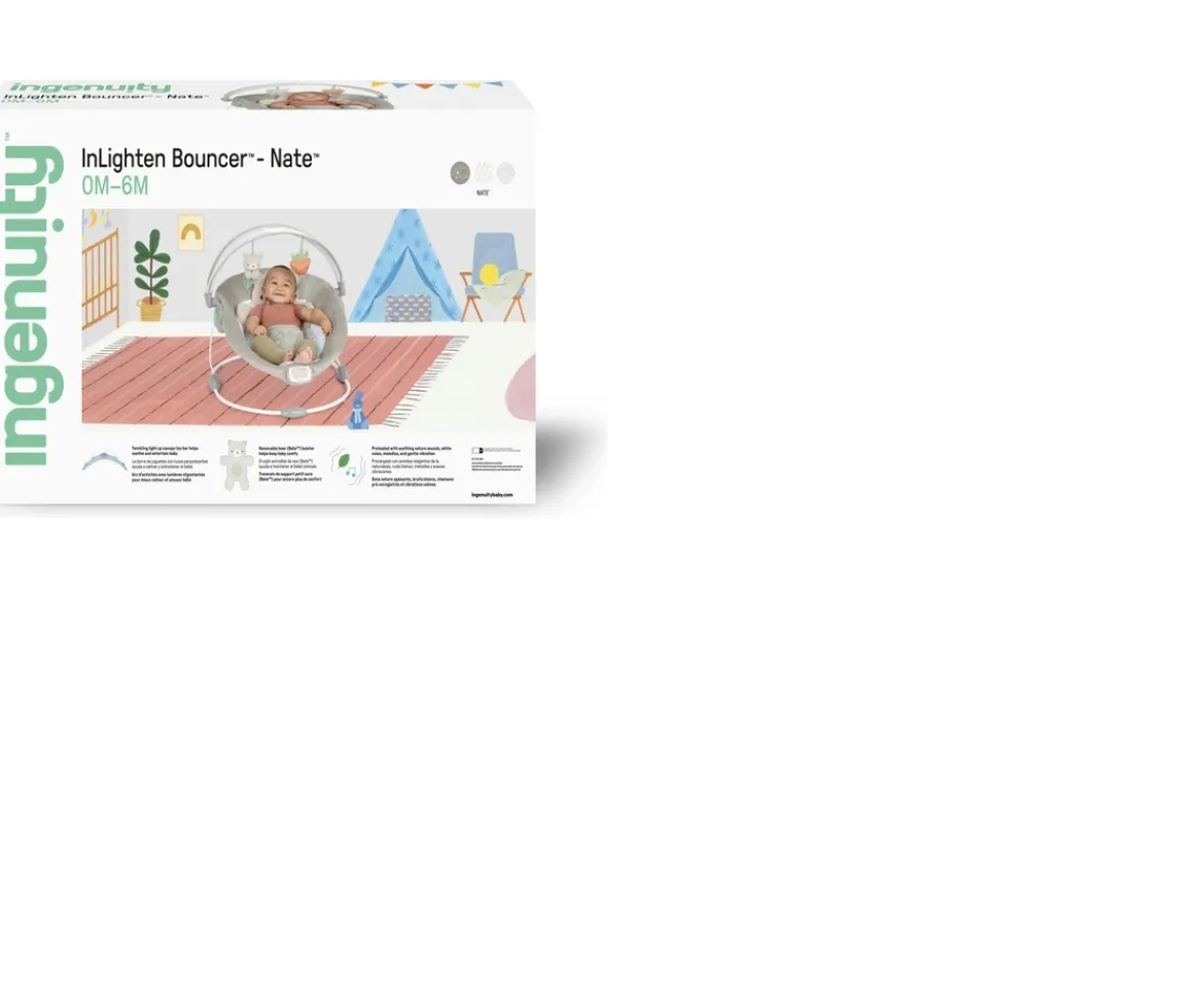 Ken Black Ingenuity InLighten Bouncer Seat with Light Up Toy Bar – Nate the Little Bear| Baby Play