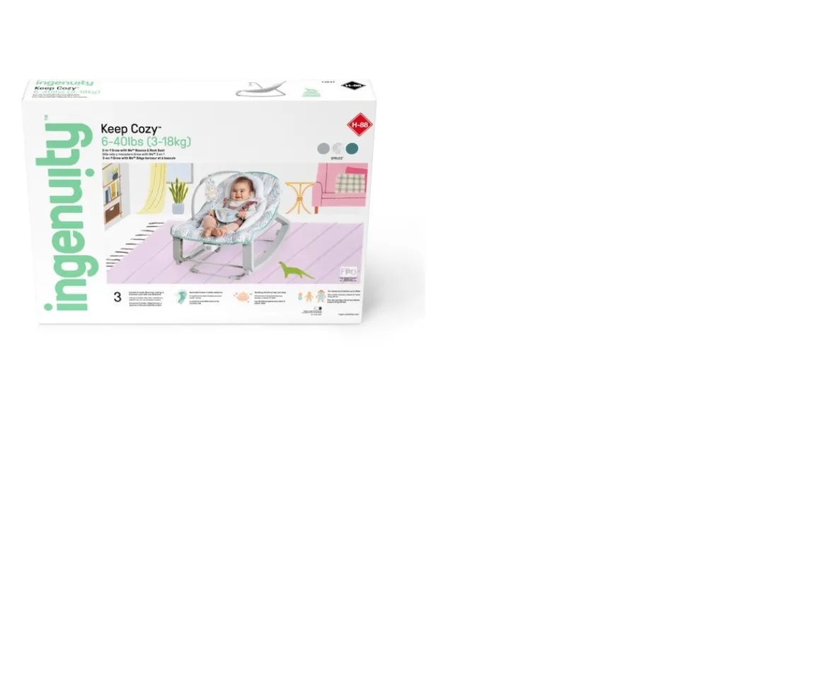 Ken Black Ingenuity Keep Cozy 3-in-1 Grow with Me Bounce & Rock Seat – Spruce| Baby Play