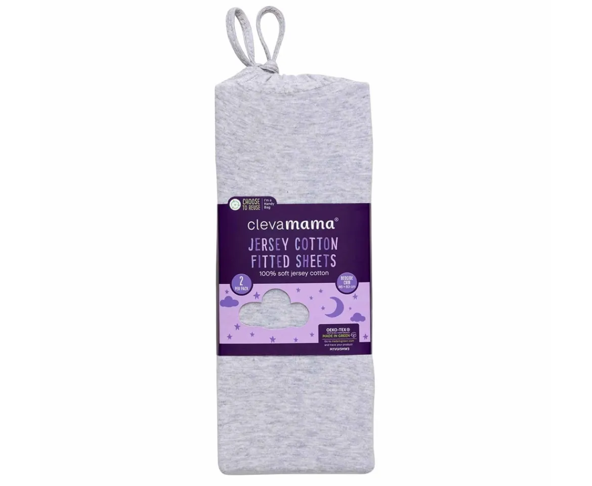 Ken Black Jersey Cotton Fitted Sheets Bedside Crib 46x83x10cm - Melange Grey| Nursery Furniture & Bedding