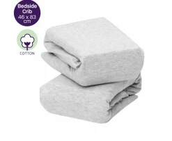 Ken Black Jersey Cotton Fitted Sheets Bedside Crib 46x83x10cm - Melange Grey| Nursery Furniture & Bedding