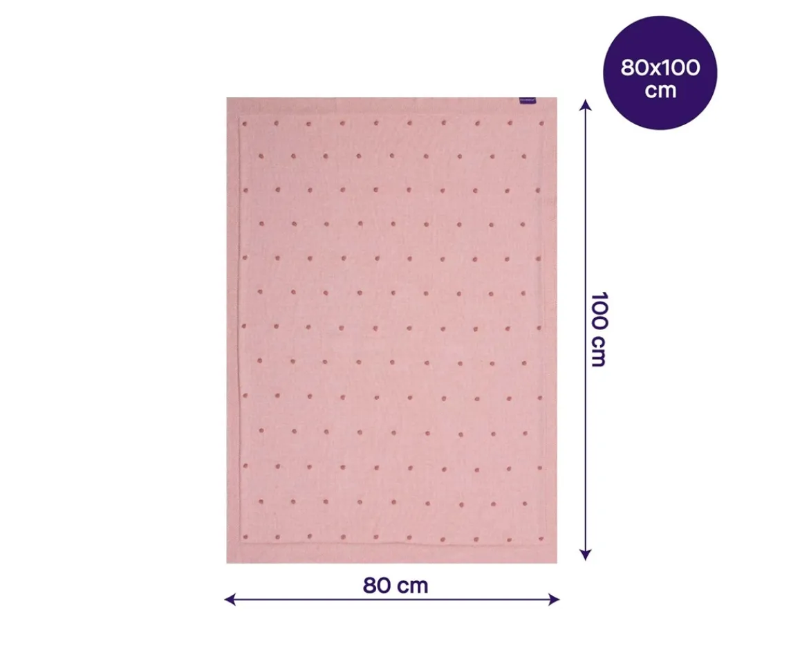 Ken Black Knitted Pom Pom Baby Blanket 80x100 cm - Pink| Nursery Furniture & Bedding