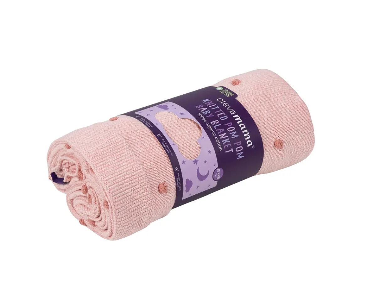 Ken Black Knitted Pom Pom Baby Blanket 80x100 cm - Pink| Nursery Furniture & Bedding