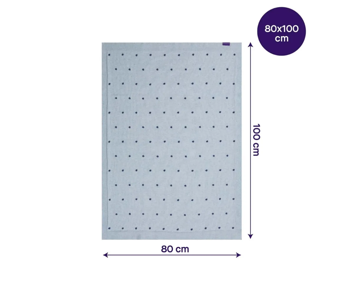 Ken Black Knitted Pom Pom Baby Blanket 80x100 cm - Blue| Nursery Furniture & Bedding