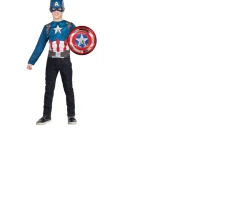 Ken Black Marvel Captain America Medium Costume Top Set with Shield and Mask| Imaginative Play