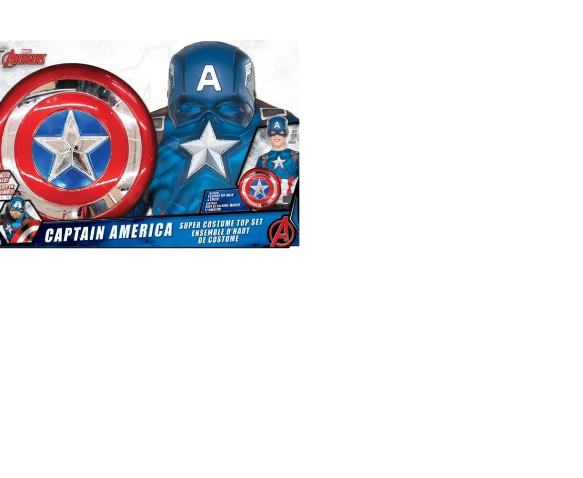 Ken Black Marvel Captain America Medium Costume Top Set with Shield and Mask| Imaginative Play