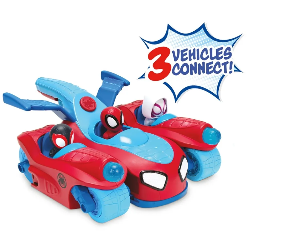 Ken Black MARVEL Spidey and His Amazing Friends Spidey Team Split Racer - 8.5-Inch Three-in-One Vehicle with W| Preschool & Electronic Learning