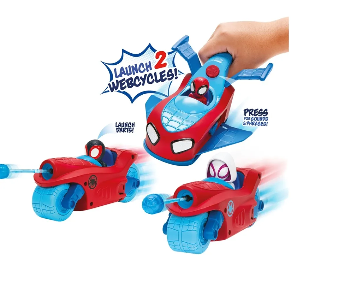Ken Black MARVEL Spidey and His Amazing Friends Spidey Team Split Racer - 8.5-Inch Three-in-One Vehicle with W| Preschool & Electronic Learning