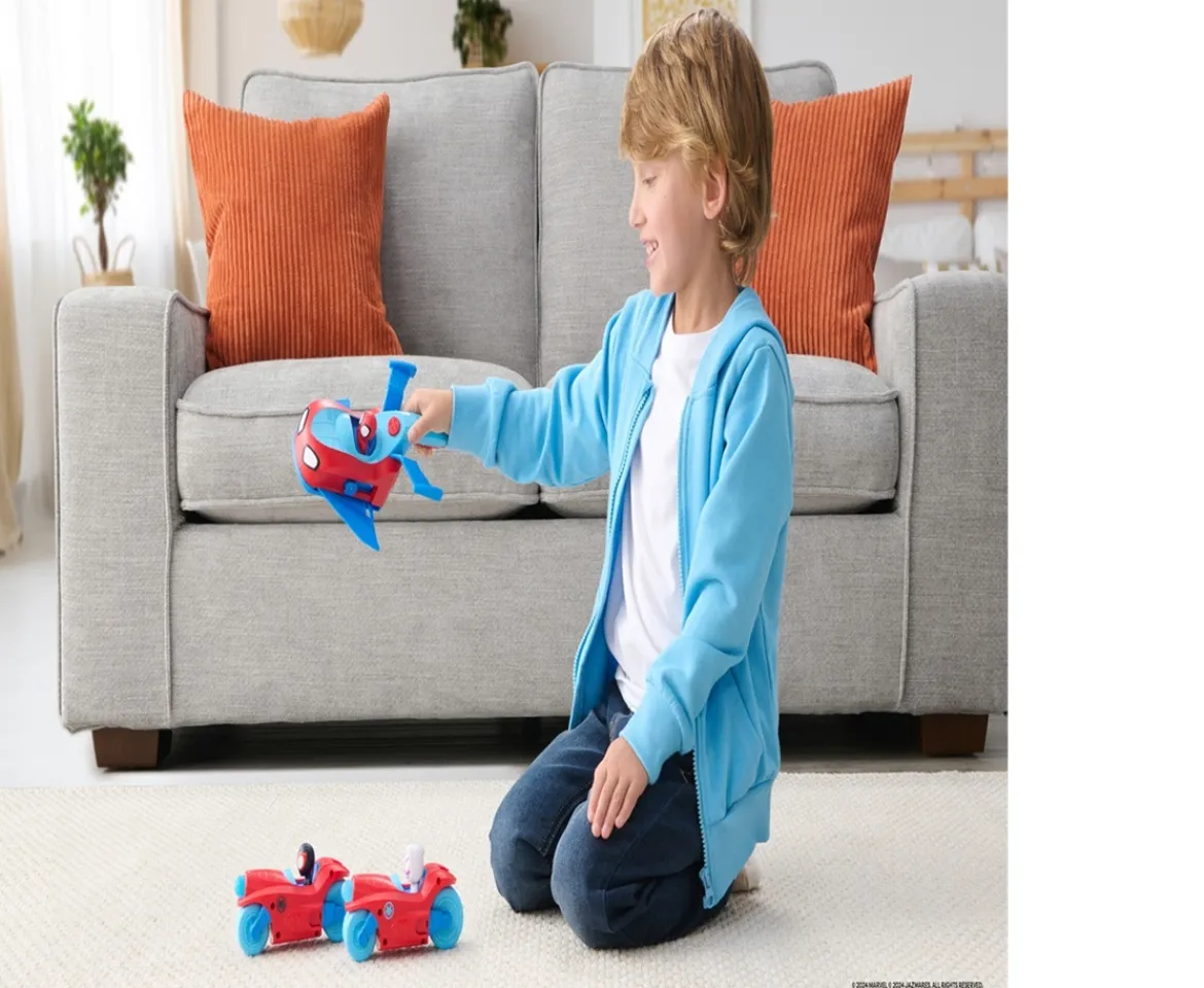 Ken Black MARVEL Spidey and His Amazing Friends Spidey Team Split Racer - 8.5-Inch Three-in-One Vehicle with W| Preschool & Electronic Learning