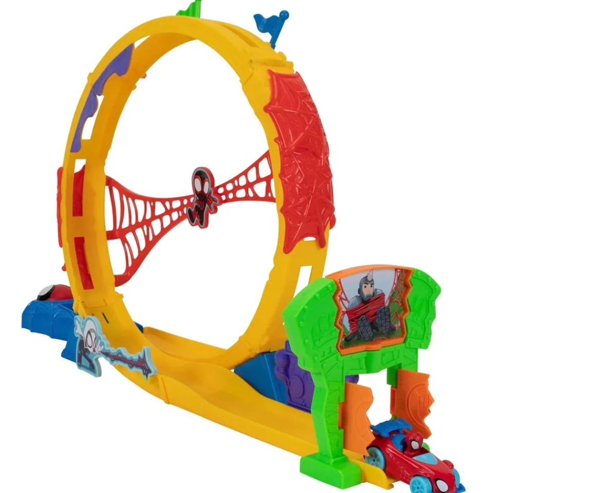 Ken Black MARVEL Spidey and His Amazing Friends Amazing Metals Super Loop Track Set - 28-Inch Race Track with| Preschool & Electronic Learning|Action Figures & Playsets