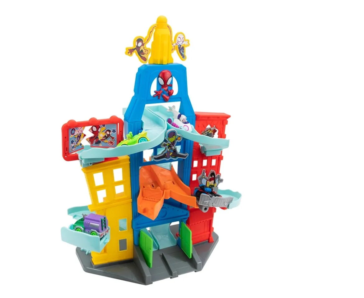 Ken Black Marvel’s Spidey and His Amazing Friends 24” Tall Amazing Metals City Track Set - Five 3-Inch Exclusi| Preschool & Electronic Learning|Action Figures & Playsets