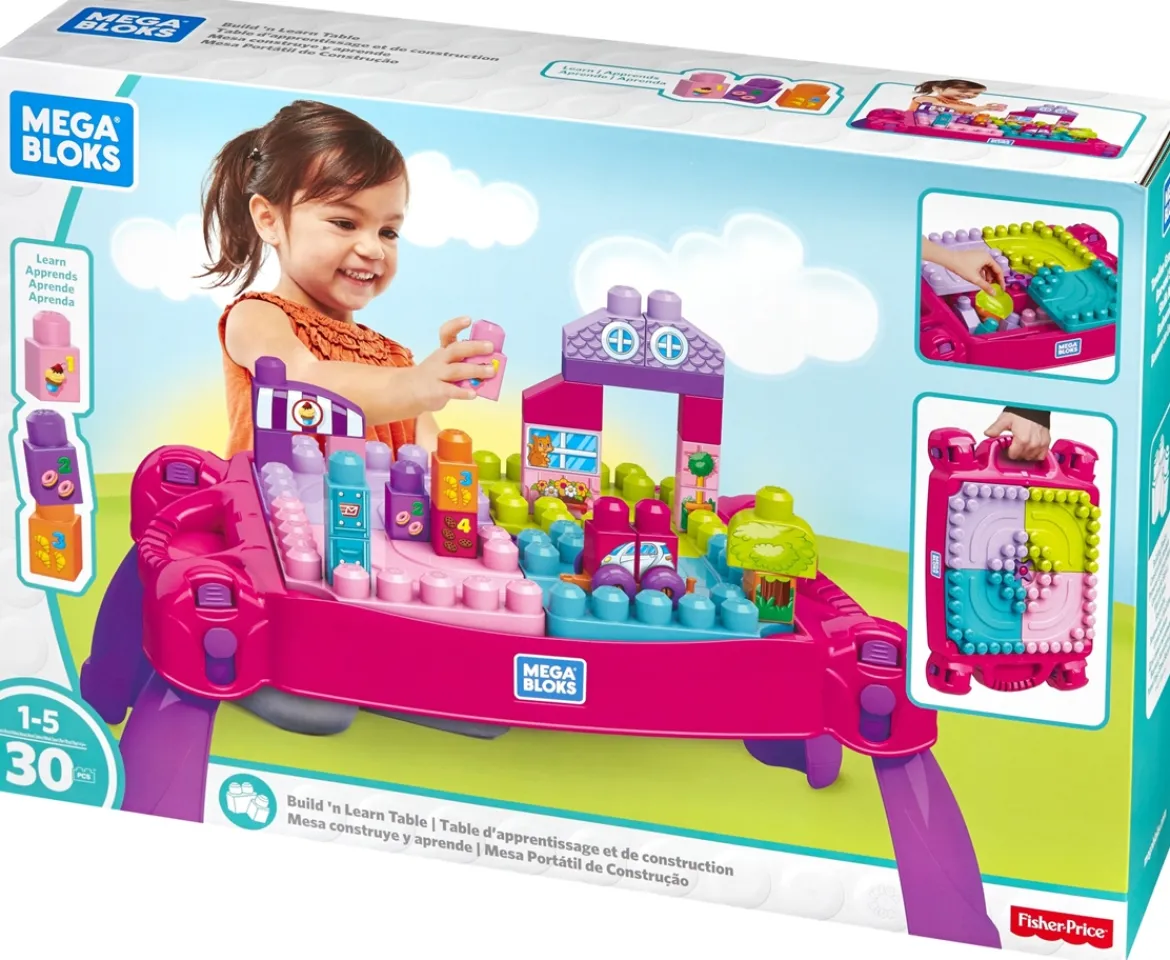 Ken Black Mega Bloks Build 'n Learn Table Pink| Building & Vehicle Toys