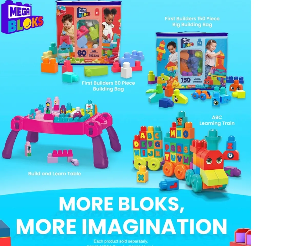 Ken Black Mega Bloks First Builders Big Building Bag Pink| Building & Vehicle Toys