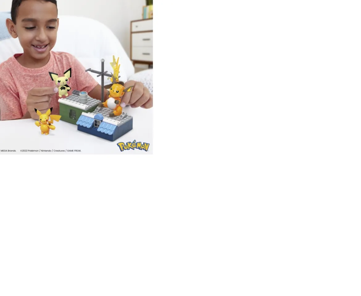 Ken Black Mega Construx Pokemon Style Picachu Evolution Set| Building & Vehicle Toys