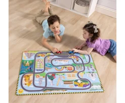 Ken Black Melissa & Doug Race Around the World Tracks Cardboard Jigsaw Floor Puzzle and Wind-Up Vehicles| Preschool & Electronic Learning