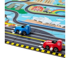 Ken Black Melissa & Doug Race Around the World Tracks Cardboard Jigsaw Floor Puzzle and Wind-Up Vehicles| Preschool & Electronic Learning