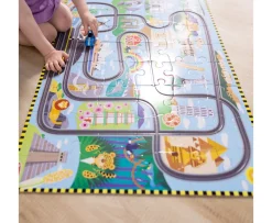 Ken Black Melissa & Doug Race Around the World Tracks Cardboard Jigsaw Floor Puzzle and Wind-Up Vehicles| Preschool & Electronic Learning