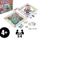 Ken Black Monopoly Junior Board Game, 2-Sided Gameboard, 2 Games in 1, Monopoly Game| Board Games