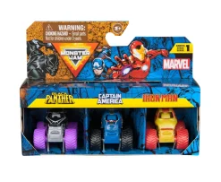 Ken Black Monster Jam Marvel Mini Monster Truck 3-Pack 1:87 Scale| Building & Vehicle Toys