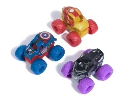 Ken Black Monster Jam Marvel Mini Monster Truck 3-Pack 1:87 Scale| Building & Vehicle Toys