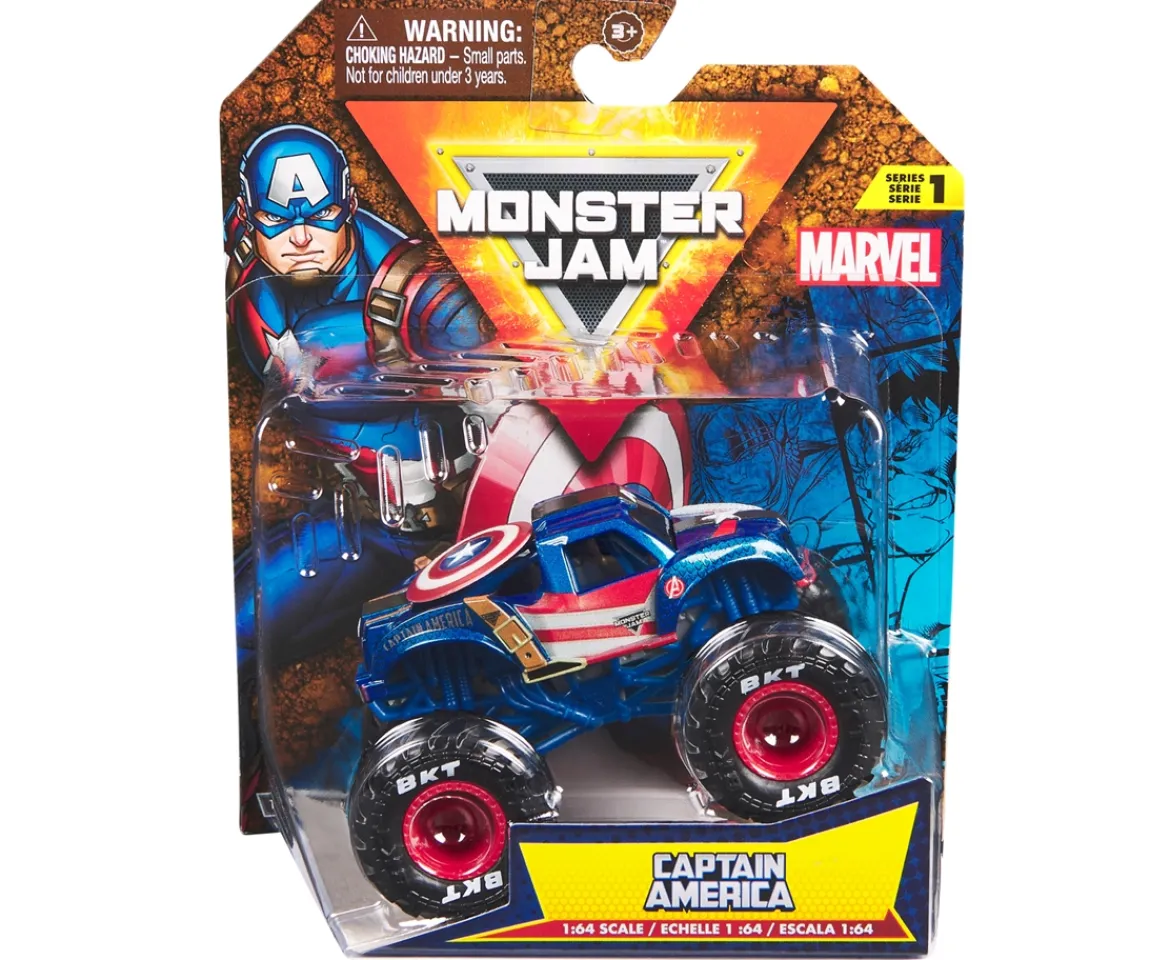 Ken Black Monster Jam Marvel Official Captain America Monster Truck 1:64| Building & Vehicle Toys