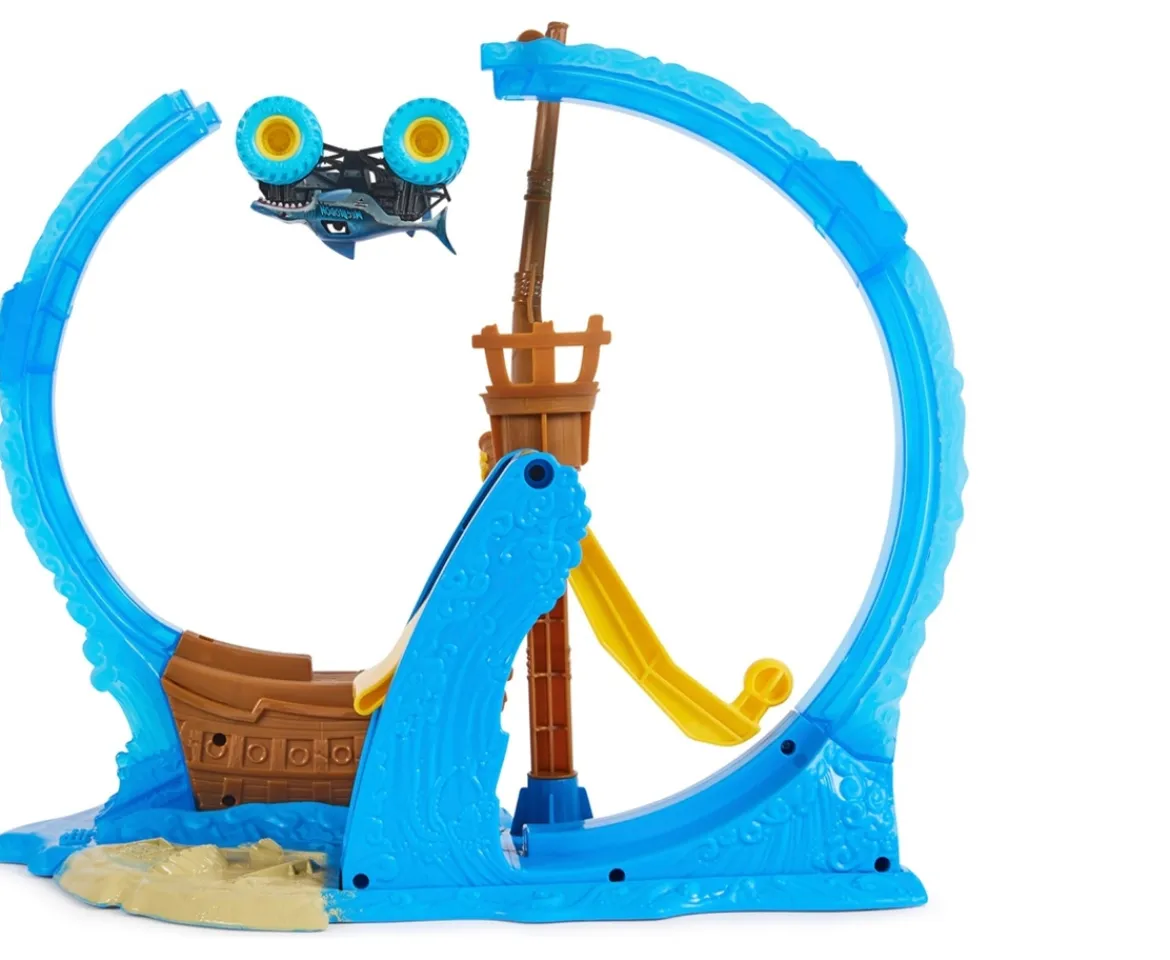 Ken Black Monster Jam Megalodon Loop of Doom Stunt Playset| Building & Vehicle Toys