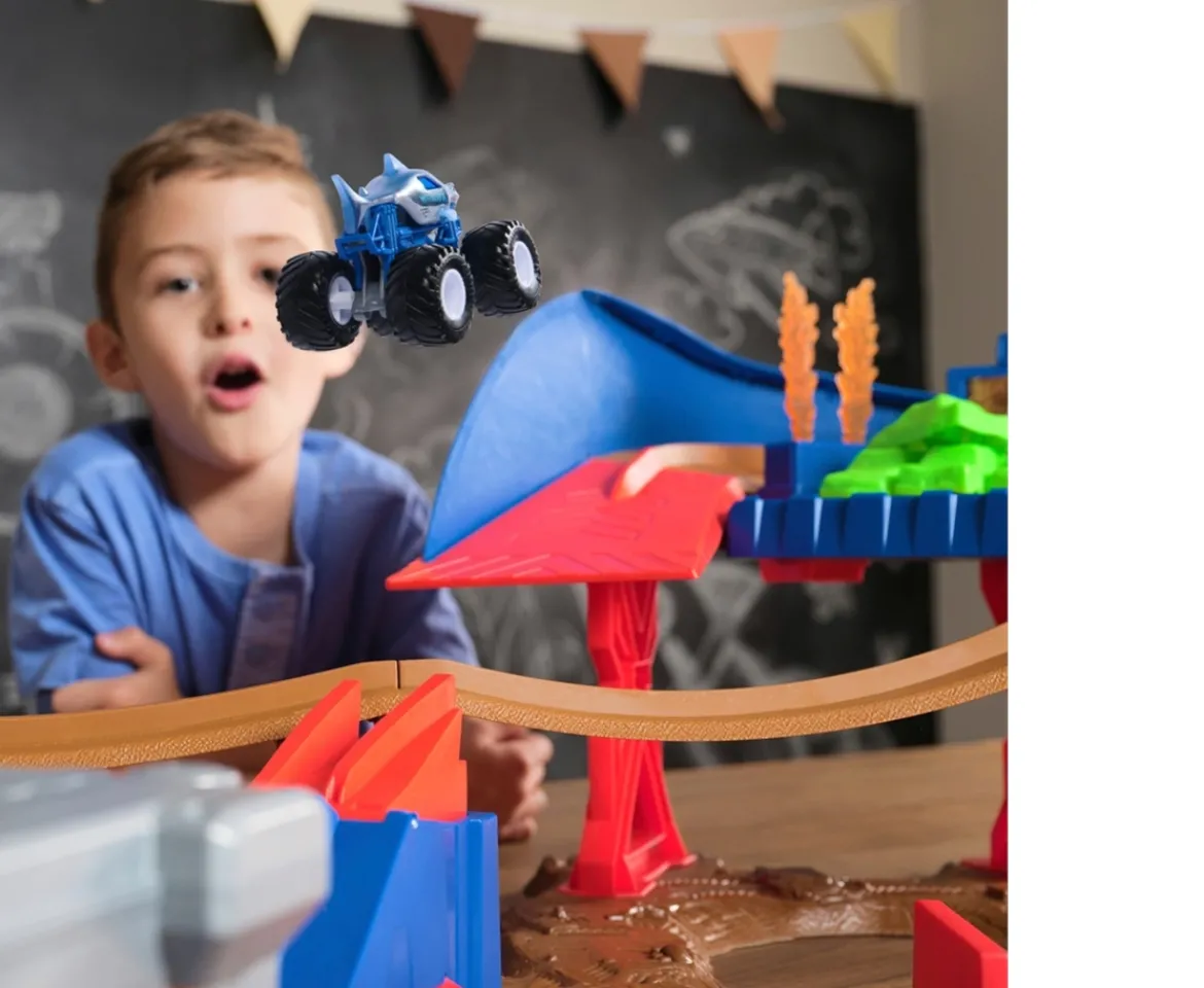 Ken Black Monster Jam Supercharge Speedway Playset| Building & Vehicle Toys