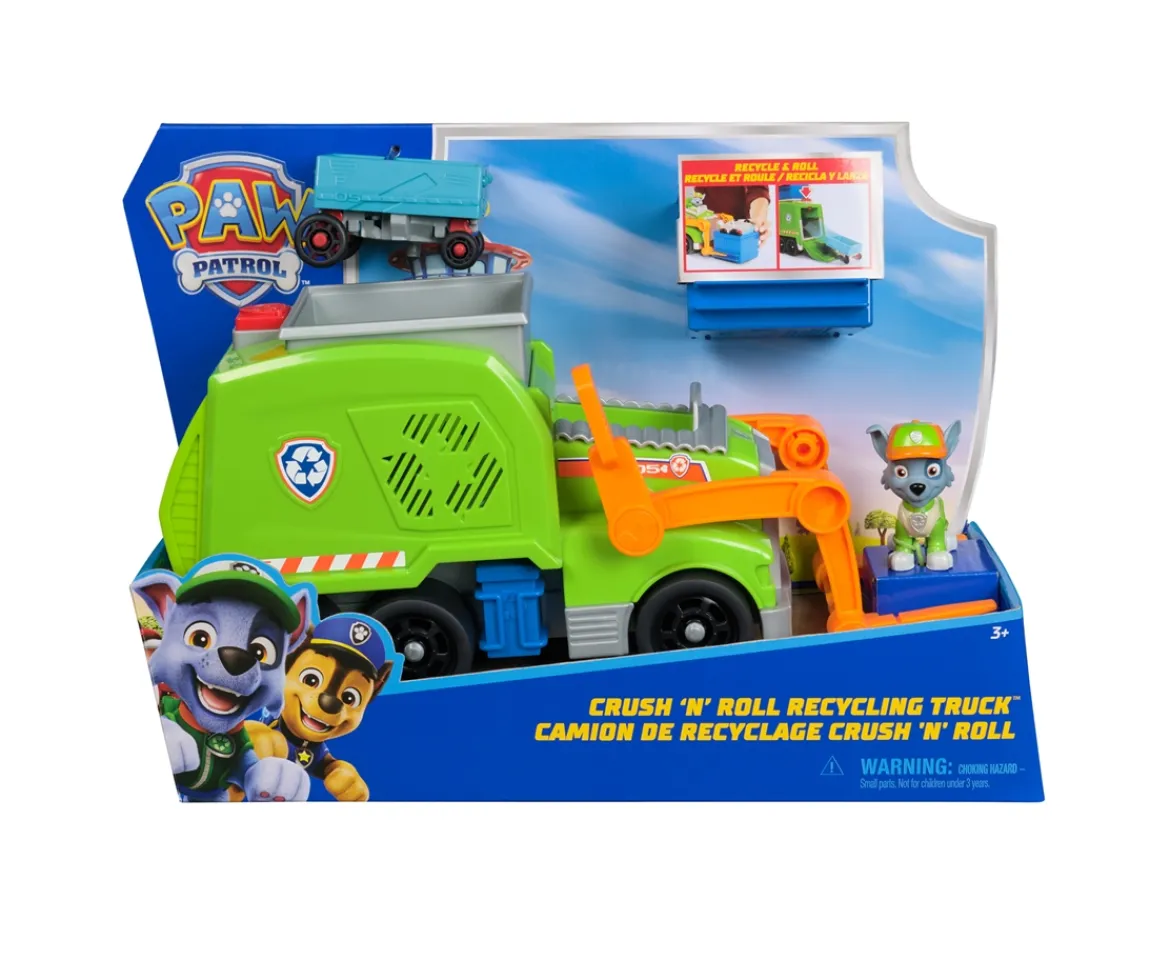 Ken Black PAW Patrol: Crush ’N’ Roll Recycling Lorry with Rocky Action Figure| Preschool & Electronic Learning
