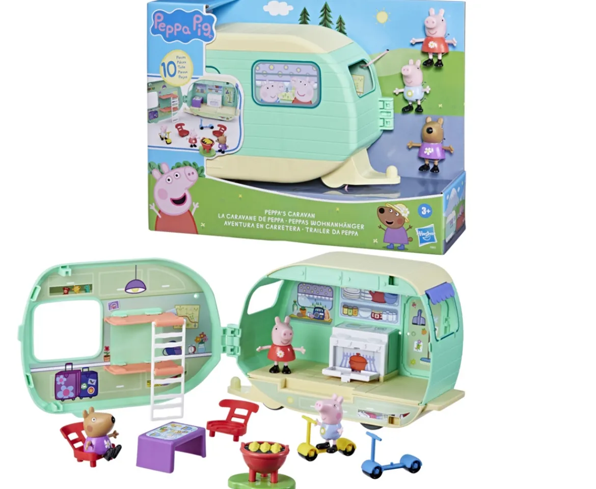 Ken Black Peppa Pig Peppa's Caravan Playset with 3 Figures| Preschool & Electronic Learning