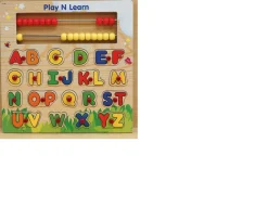 Ken Black Play & Learn Alphabet Wooden Puzzle with Abacus| Preschool & Electronic Learning