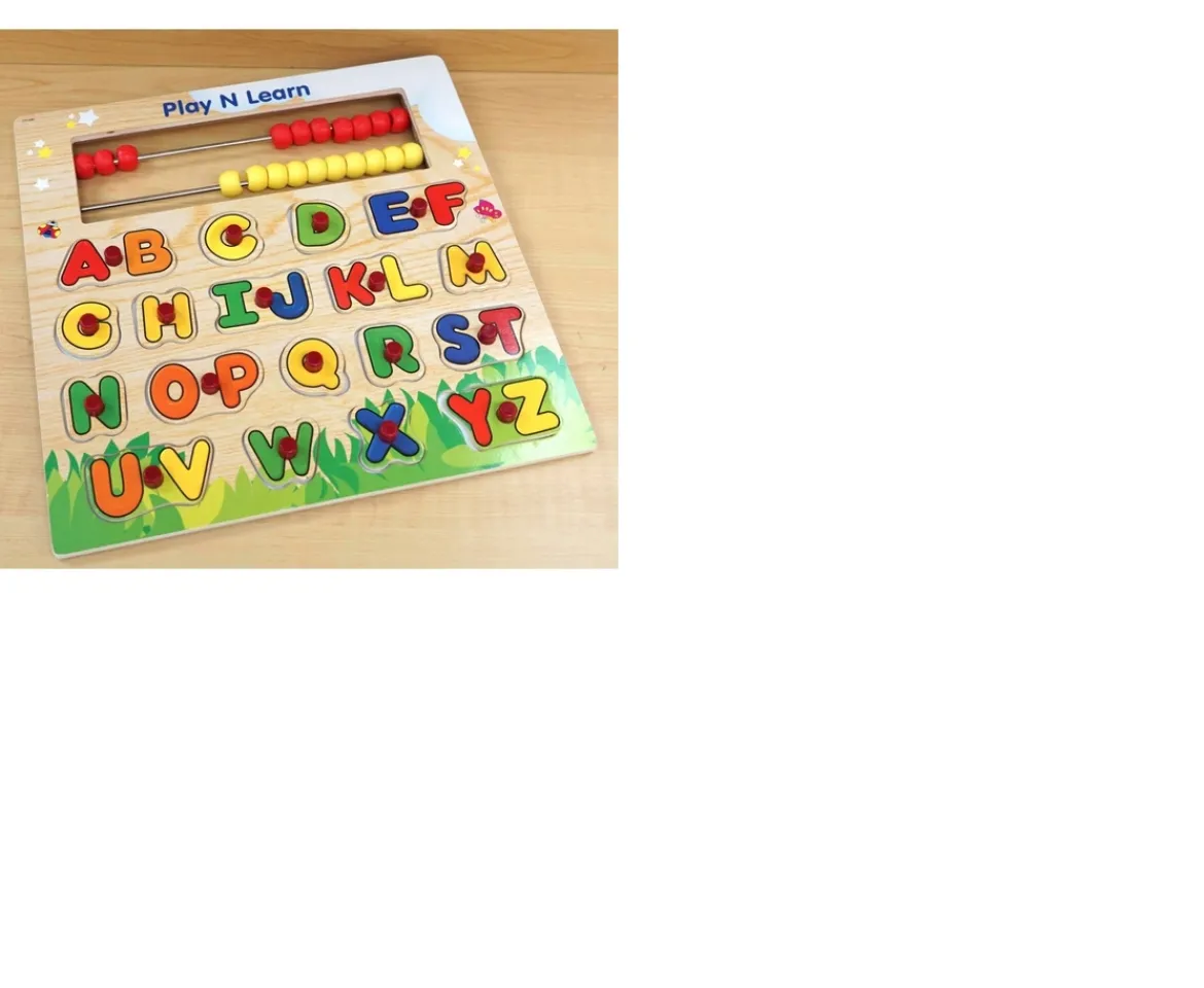 Ken Black Play & Learn Alphabet Wooden Puzzle with Abacus| Preschool & Electronic Learning