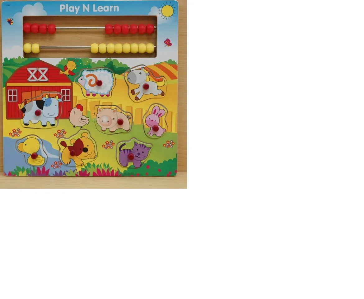 Ken Black Play and Learn Wooden Puzzle Farm Animals and Abacus| Preschool & Electronic Learning