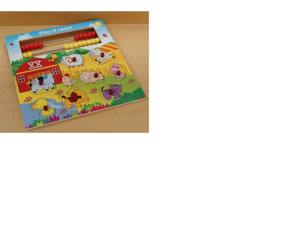 Ken Black Play and Learn Wooden Puzzle Farm Animals and Abacus| Preschool & Electronic Learning